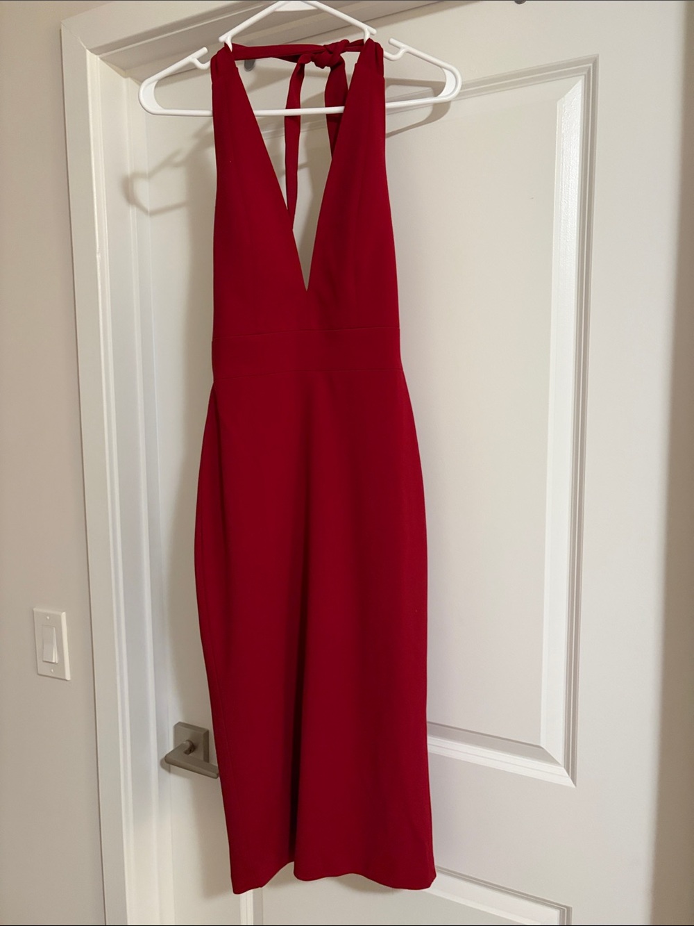 Dress the Population Red Halter Midi Dress